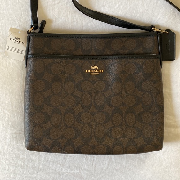 Coach Handbags - 🆕NWT Coach Signature Pattern Crossbody Purse - Brown